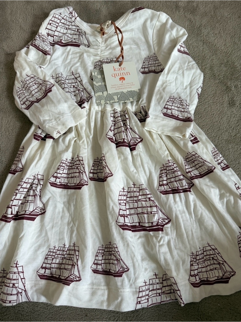 kate quinn sailboat print “big ships” long sleeve bamboo dress